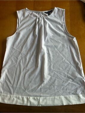 Banana Republic White Pleated Neck Shell